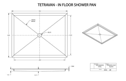 Tetravan In-Floor Shower Pan STAINLESS STEEL