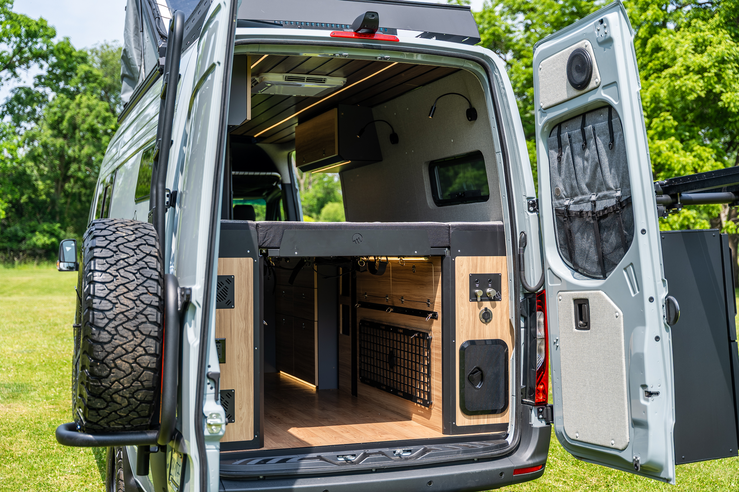 Aluminum and HPL utility cabinets for Sprinter 170" van conversion